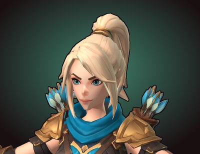 Portrait of Tyra, a hero in development for Battle Arena Masters, rendered from the hero's 3D model in the Unity game.